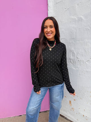 Isabel Polka Dot Top-Black/White
