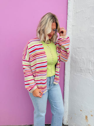 Happy Hour Cardigan-Fuchsia Mix