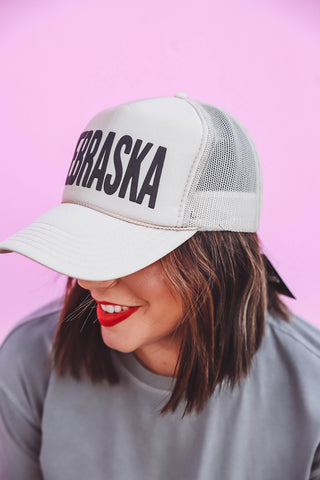 Nebraska Trucker Hat-Khaki