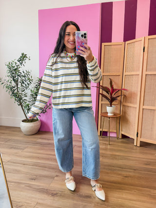 Logan Striped Long Sleeve-Cream