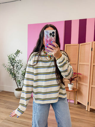 Logan Striped Long Sleeve-Cream