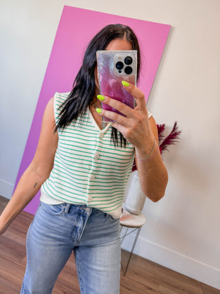 Emily Striped Sweater Vest-Green