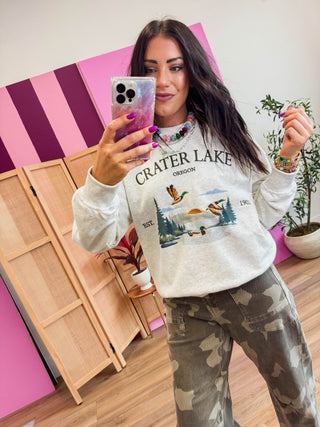 Crater Lake Embroidered Crewneck