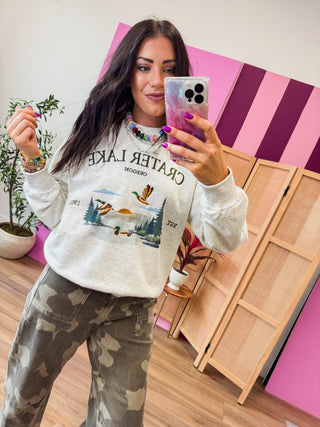 Crater Lake Embroidered Crewneck