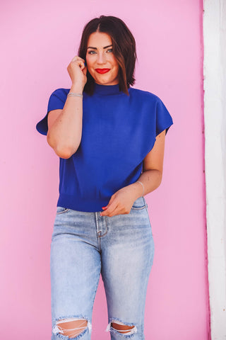 Karley Knit Top-Royal Blue