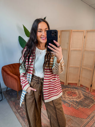 Saylor Color Block Striped Cardigan
