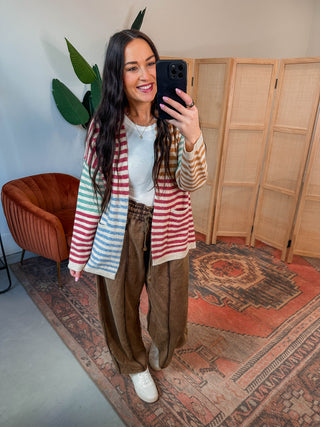 Saylor Color Block Striped Cardigan