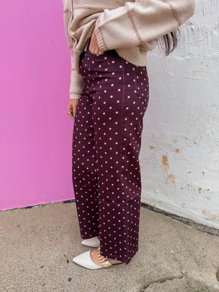 Spotted In Style Pants-Burgundy