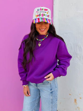 Nelly Mock Neck Sweatshirt-Purple