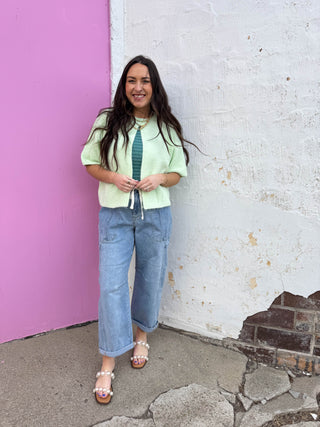 Cool Girl Striped Tank-Dusty Teal