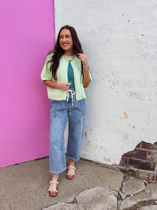 Cool Girl Striped Tank-Dusty Teal