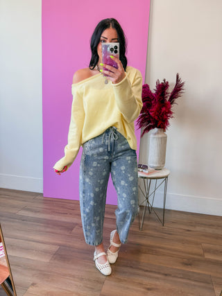 Lemon Drop Off Shoulder Sweater