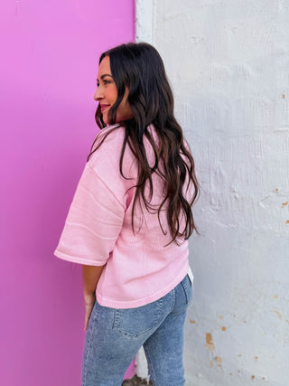 Lilah Knit Top-Baby Pink