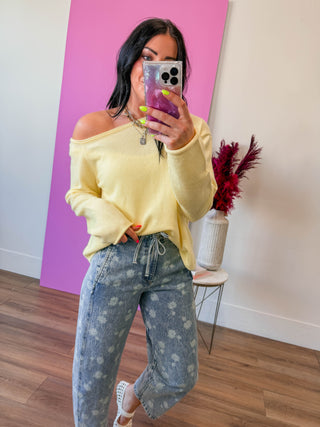 Lemon Drop Off Shoulder Sweater