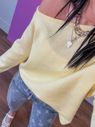 Lemon Drop Off Shoulder Sweater