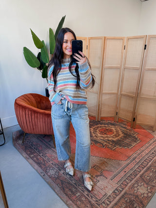 Kollins Striped Sweater-Champagne Mix