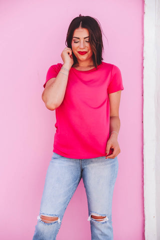 Kinley Basic Tee-Pink