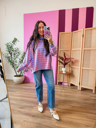 Lennox Striped Long Sleeve-Lavender