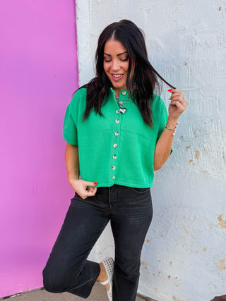Simply Essential Knit Top-Green