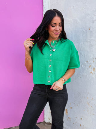 Simply Essential Knit Top-Green