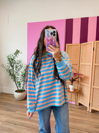 Lennox Striped Long Sleeve-Blue