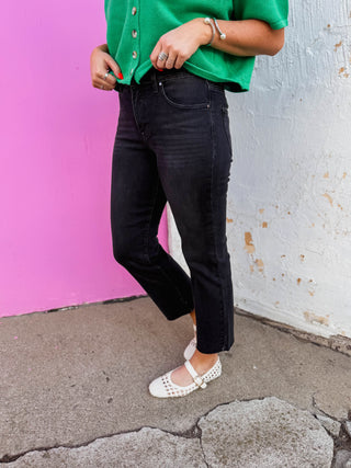 Lacey Mid Rise Straight Leg Denim