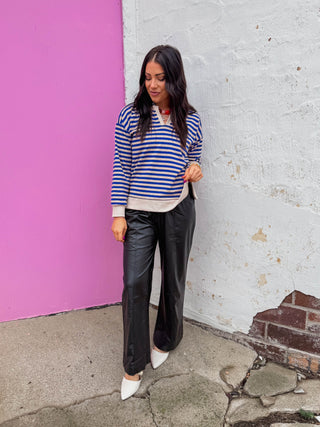 Dawson Striped Pullover-Blue