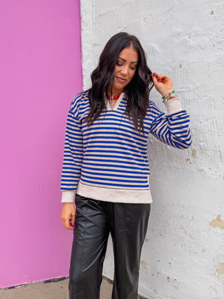 Dawson Striped Pullover-Blue