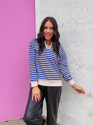 Dawson Striped Pullover-Blue