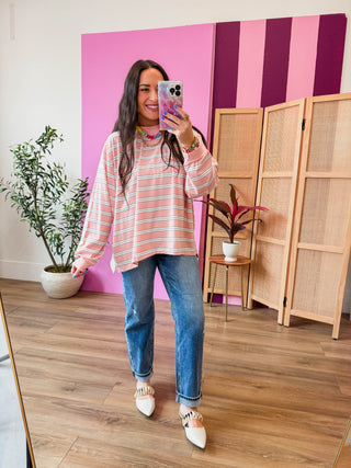 Lennox Striped Long Sleeve-Light Pink