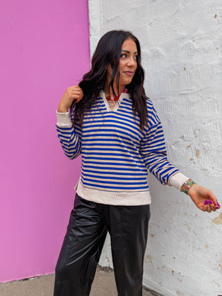Dawson Striped Pullover-Blue