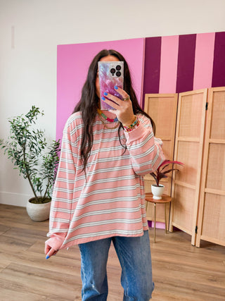 Lennox Striped Long Sleeve-Light Pink