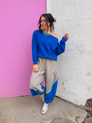 Contrast Flow Jogger-Stone Taupe/Sonic Blue