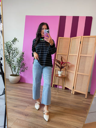 Lennox Striped Long Sleeve-Black