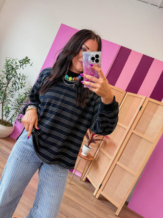 Lennox Striped Long Sleeve-Black