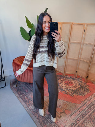 Rylin Wide Leg Pants-Brown