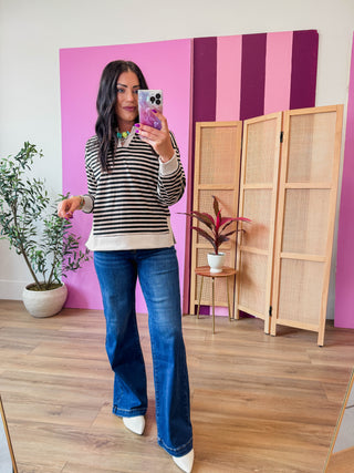 Dawson Striped Pullover-Black