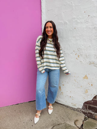 Logan Striped Long Sleeve-Cream