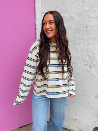 Logan Striped Long Sleeve-Cream