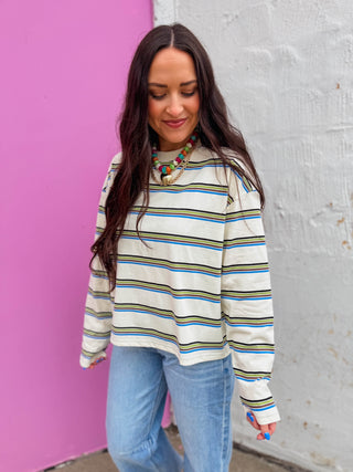 Logan Striped Long Sleeve-Cream