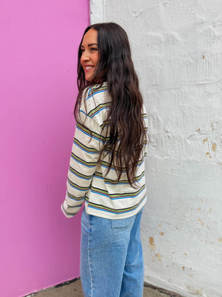 Logan Striped Long Sleeve-Cream