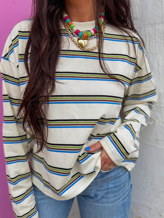 Logan Striped Long Sleeve-Cream