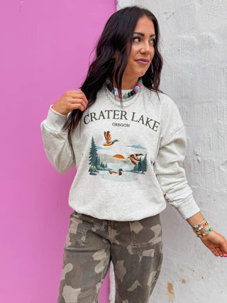 Crater Lake Embroidered Crewneck