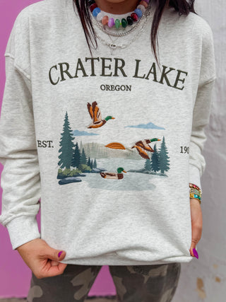 Crater Lake Embroidered Crewneck