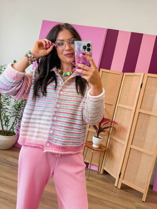 Rainbow Rush Cardigan-Strawberry Mix