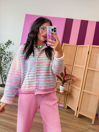 Rainbow Rush Cardigan-Strawberry Mix