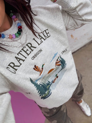 Crater Lake Embroidered Crewneck