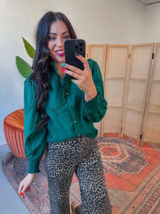 Valerie Embroidered Top-H. Green