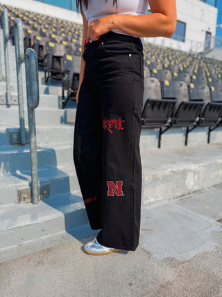 Nebraska Alpha Bling Wide Leg Jeans