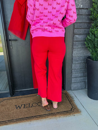 Karter Wide Leg Pants-Red